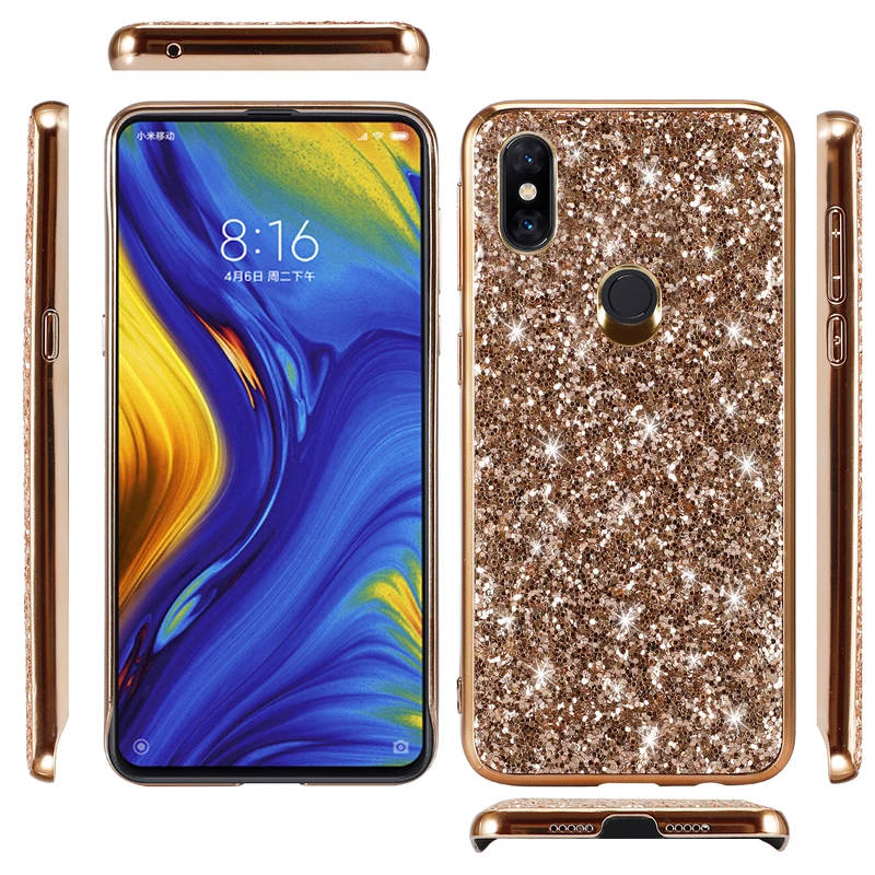 

Soft TPU Silicone Case For XiaoMi Mix3 Fashion Glitter Diamond Back Cover For XiaoMi Mix 3 Anti-fall Shockproof Cases Cover