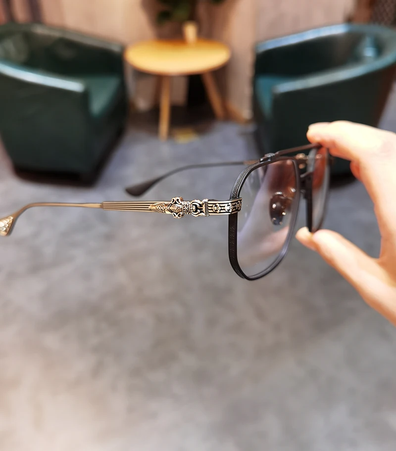 JIANDAN Men and Women Anti-Blue Light Wild Double Beam Irregular Large Frame Glasses Frame Equipped With Myopia Prescription