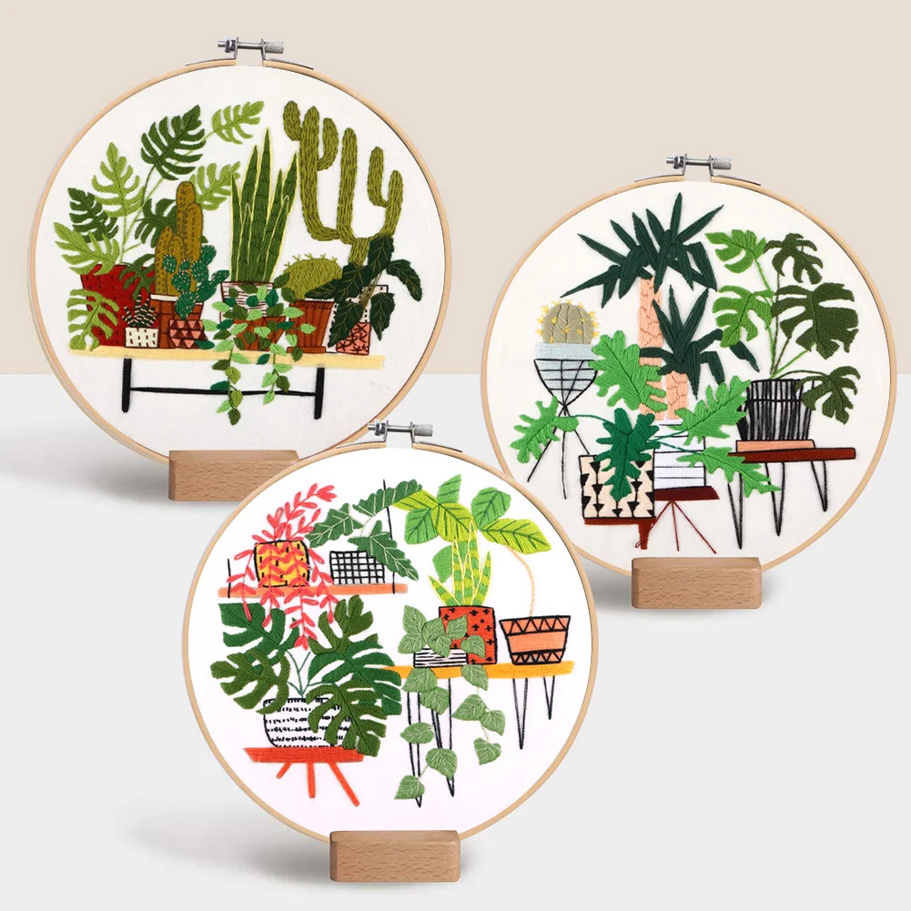 

Botanical garden Handwork Plants Pattern Threads Tools Home Decoration Cross Stitch Embroidery DIY Starter Kit Ribbon Painting