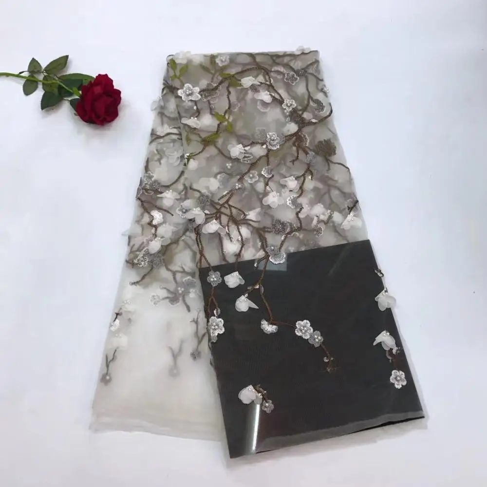 Новая вышитая Тюль кружевная ткань французское кружево нигерийская кружевная ткань вышитое бисером кружево для одежды