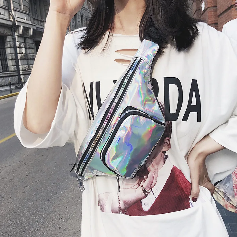 

Japanese And Korean Style Harajuku-Style Reflective Laser Wallet Women's Cool Cash Storage Chest Bag Sports Bag Crossbody Bag
