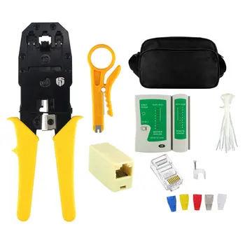 

YGT Professional Compact LAN Network Tool Kit Network Installation Tools Cable Tester Crimper Stripper Tool Bag Set