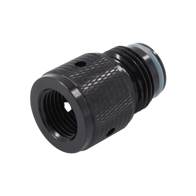 Airsource Prefilled Co2 Cartridge Cylinder to Paintball Tank Thread Adapter Description Image.This Product Can Be Found With The Tag Names 88g co2 adapter, 88g co2 cartridge cylinder, Paintball adapter, Paintball cylinders
