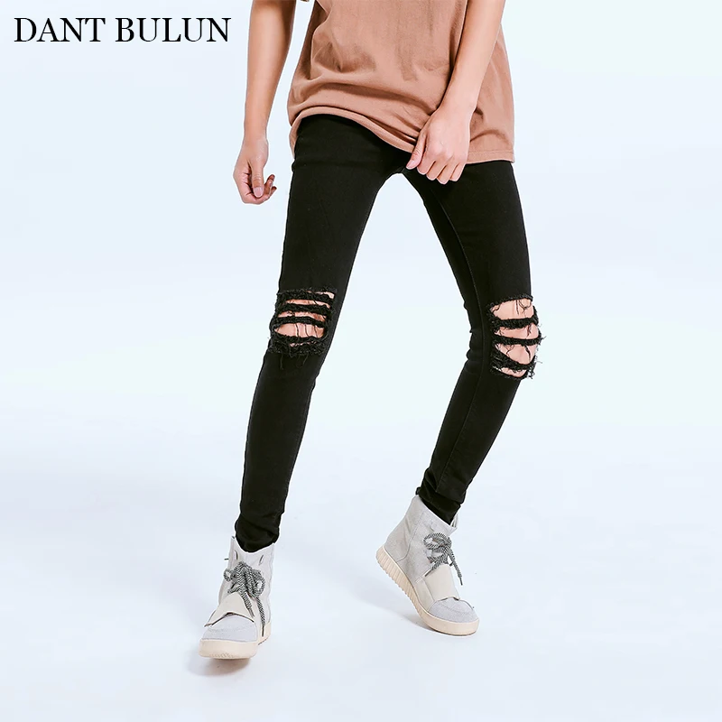 

Summer Ripped Jeans For Men Destroyed Hole Elastic Skinny Jeans Mens Denim Jeans Male Stretch Trouser High Street Pencil Pants