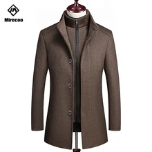 Mirecoo зимнее пальто для мужчин, Толстая куртка для мужчин, Однотонное шерстяное пальто, высокое качество, регулируемый жилет, однобортное повседневное пальто, зимнее
