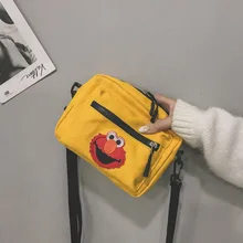 INS супер пожарные холщовые сумки для учащихся Милая мультяшная сумка через плечо в японском стиле Harajuku Wind Sesame Street