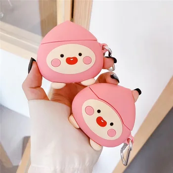 

For Airpods Pro 3D Cute Cartoon Pink Peach Earpods Case for Apple Airpods 1 2 3 Wireless Earphone Headset Cover Charging Box