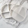1 Pcs New Design Newborn Accessories Feeding Soft Silicone Children's Tableware Fashionable Dust Cover Dishes Plates Baby Stuff 2