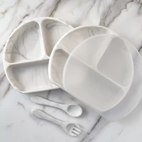 1 Pcs New Design Newborn Accessories Feeding Soft Silicone Children's Tableware Fashionable Dust Cover Dishes Plates Baby Stuff 2