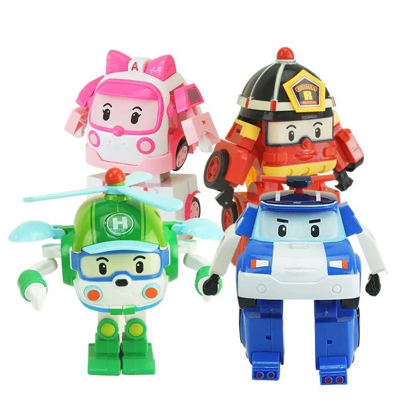 4 шт./лот Детские корейские игрушки Robocar Poli трансформация янтарный Рой фигурка для