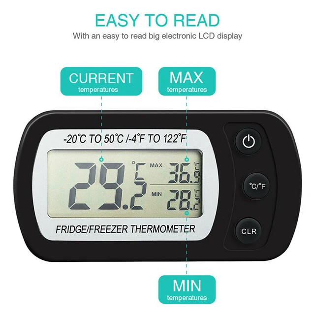 Mini Digitális Elektronikus Hűtőszekrény Hőmérő Lcd Képernyő Fagyasztó Hőmérséklete Magas És Alacsony -20 ° C -Os 50 - Image 6