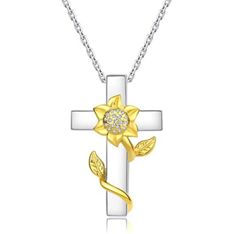 Sunflower Cross Urn Necklace For Ashes Stainless Steel Pendant Locket Keepsake Memorial Urn Jewelry For Ashes For Women