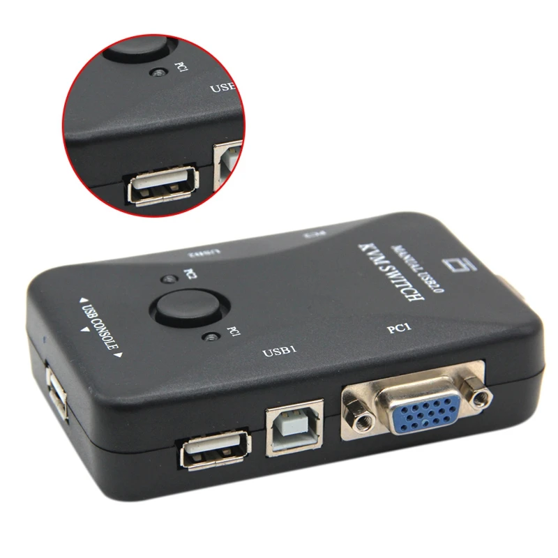 Usb Kvm переключатель коммутатор 2 порта Vga переключатель SVGA коробка Usb 2,0 Мышь Клавиатура 1920X1440 переключатель