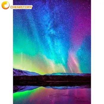 

CHENISTORY Colorful Snow Sky Landscape Painting By Numbers For Adults Diy HandPainted Gift Modern Home Wedding Room Decor