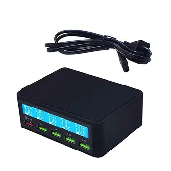 

QC 3.0 Quick Charger Portable Multi 5 Port USB LCD Display 50W Fast Carregador For Iphone Xiaomi HuaWei Power Bank