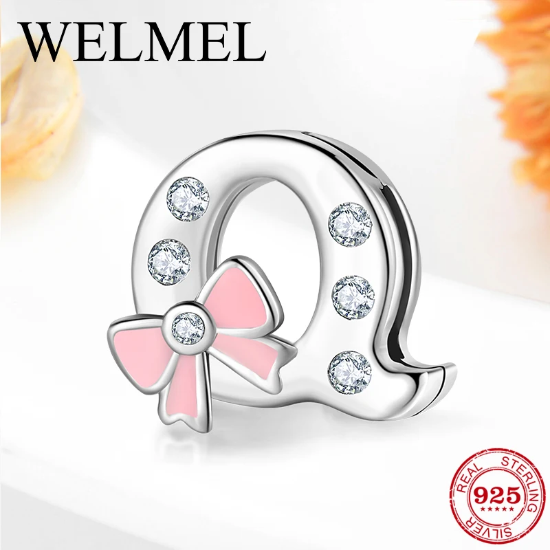 

Hight Quality 925 Sterling Silver Elegant bow Letter Q Clip Beads Jewelry Making fit Original Reflection Charm Bracelets Women