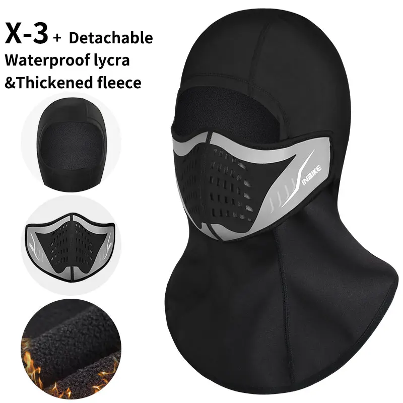 INBIKE, зимняя велосипедная маска для лица, лыжная шапка, велосипедная маска для лица, теплый флисовый шарф, Мужская полумаска для лица, щит сноуборд, шапка, велосипедный головной убор - Цвет: X-3 B
