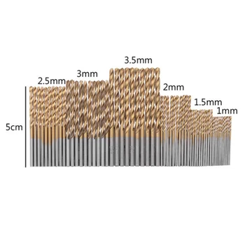 

60pcs 1/1.5/2/2.5/3/3.5mm Titanium Coated Twist Drill Bit High Steel for Woodworking Plastic And Aluminum HSS Drill Bit Set