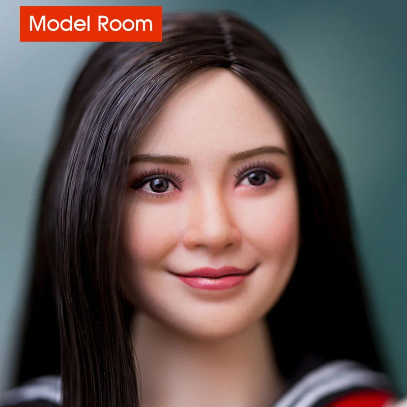 FX10 1/6 Angelababy голова Лепка черные длинные волосы азиатская женская резьба модель