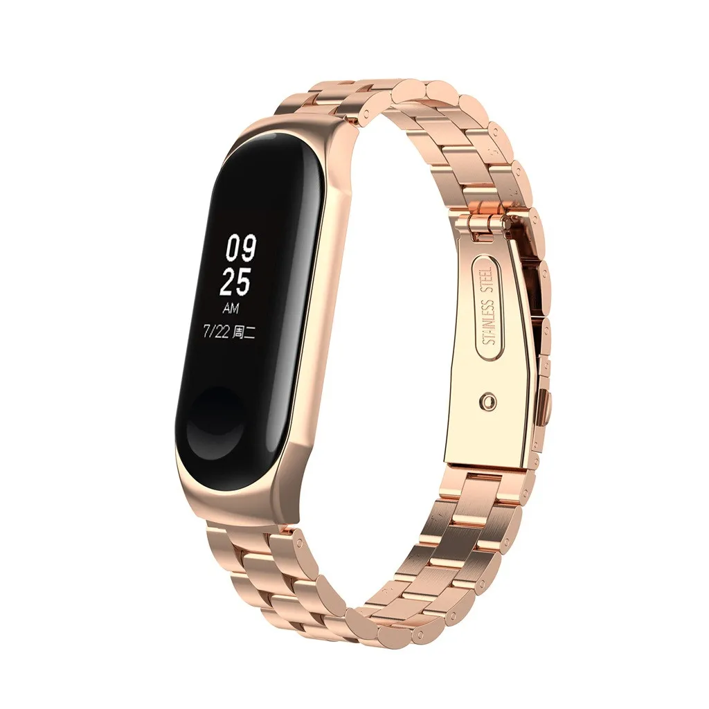 Ouhaobin ремешок на запястье для Xiaomi Mi Band 3 Нержавеющая сталь ремешок металлический браслет Смарт-браслет аксессуары