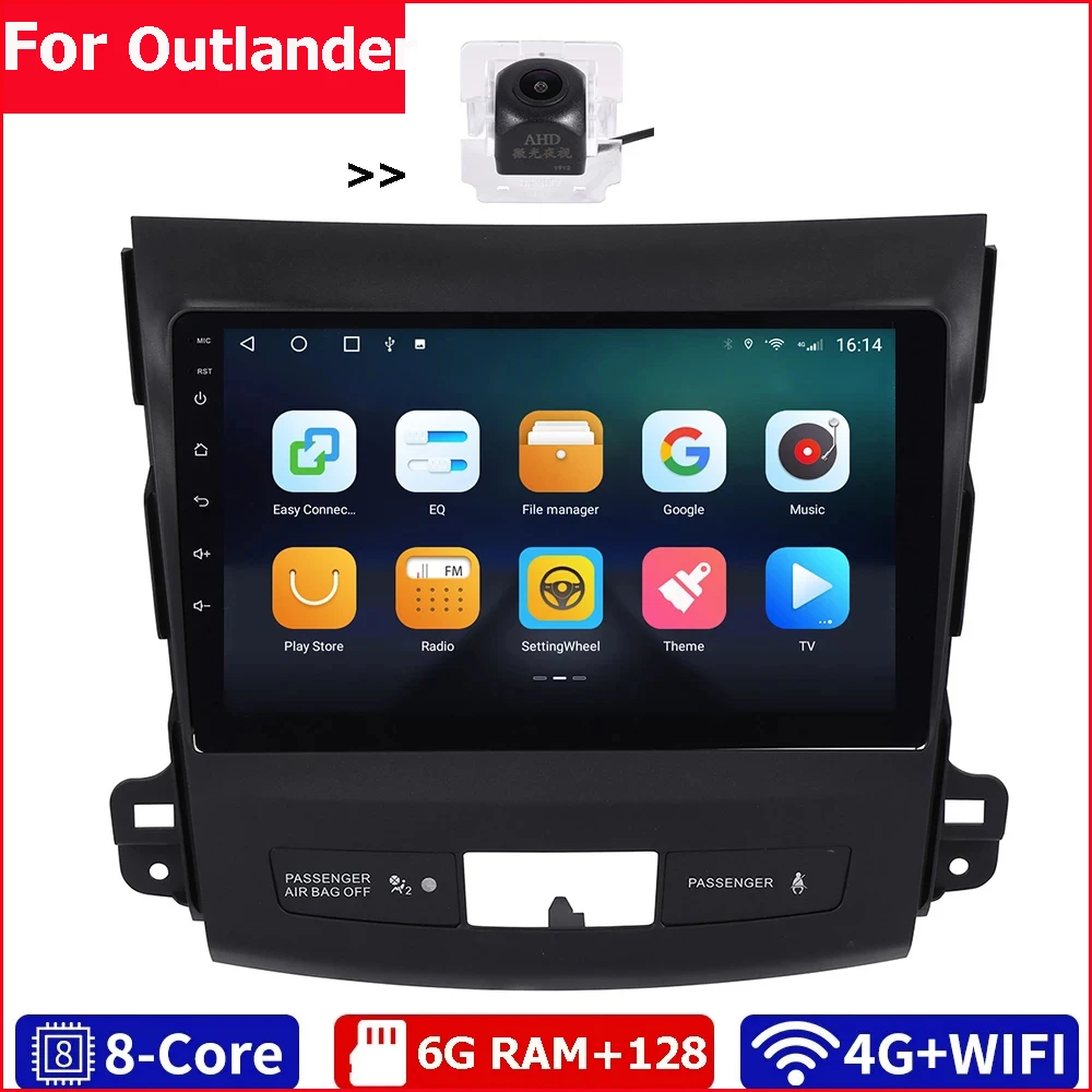 6G Ram+128G Rom/Wifi+4G/2Din Car Radio Audio Tablet Android 10 Gps BT Video Player USB For Mitsubishi Outlander 3 XL 2006-2012