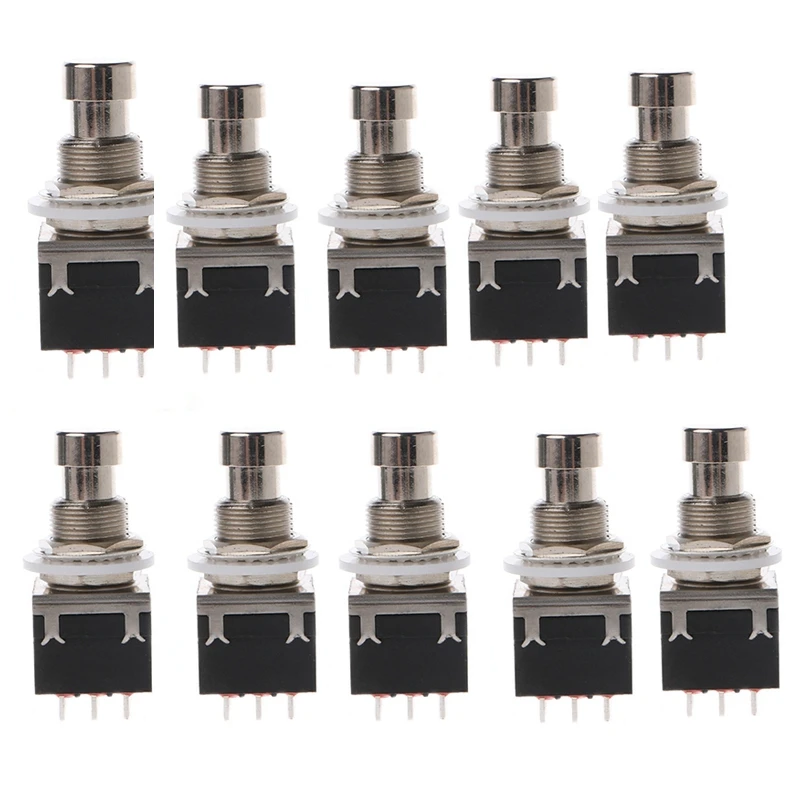 10Pcs 9-Pin 3PDT Guitar Effects Pedal Box Stomp Foot Metal Switch True Bypass Black