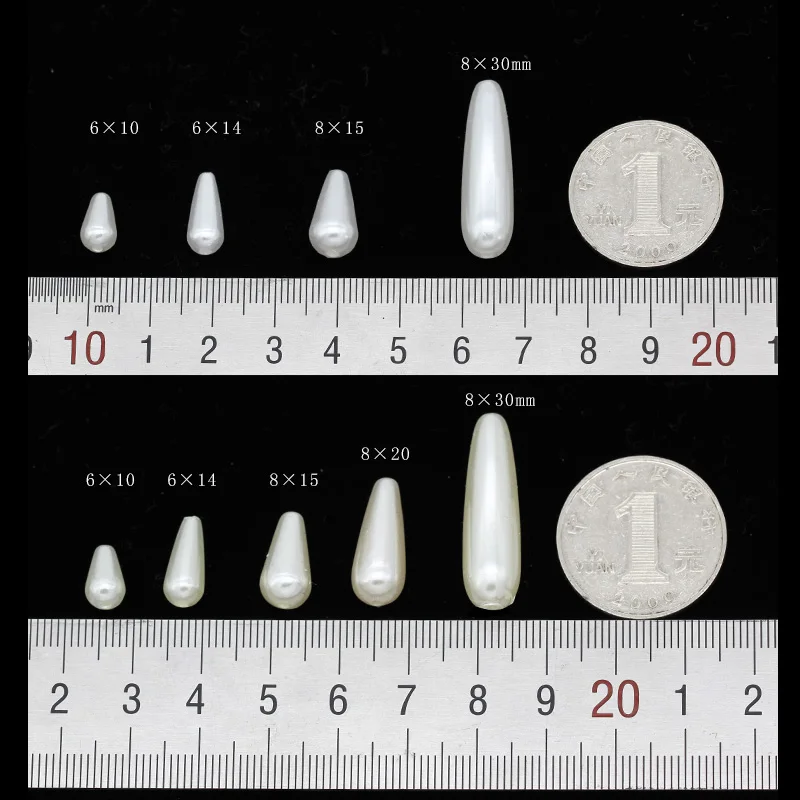 

Multi-size Teardrop Acrylic Sewing Imitation pearl spacer beads Hole beads DIY Earrings Bracelet Choker Necklace Jewelry Making