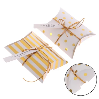 

New 10PCS Gift Box Pillow Shape Birthday Packaging Party Boxes Sweet Wedding Favor Pillow Boxes Candy Cookies