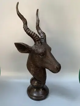 

wedding decoration Chinese Red Copper Lead Sheep Statue Sheep head statue Old goat avatar