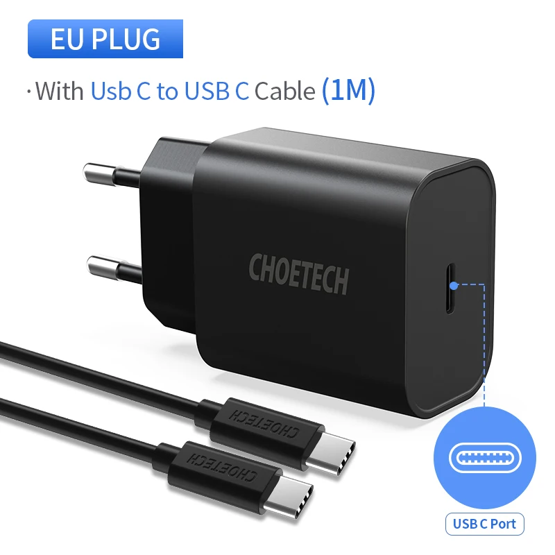 PD18WEUCC CHOETECH PD зарядное устройство 18 Вт быстрое зарядное устройство 3.0 usb type C быстрое зарядное устройство QC3.0 для iPhone 11 X Xs 8 iPad USB зарядное устройство для телефона быстрая зарядка для айфона переходниk - Тип штекера: PD18WEUCC