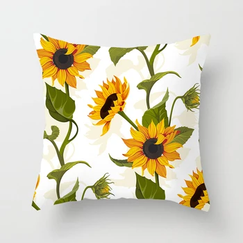 

45cmX45cm Hand-Painted Sunflower Flowers Cotton Cushion Cover Sofa Home Decorative Pillow Covers Car Decor Pillow Case