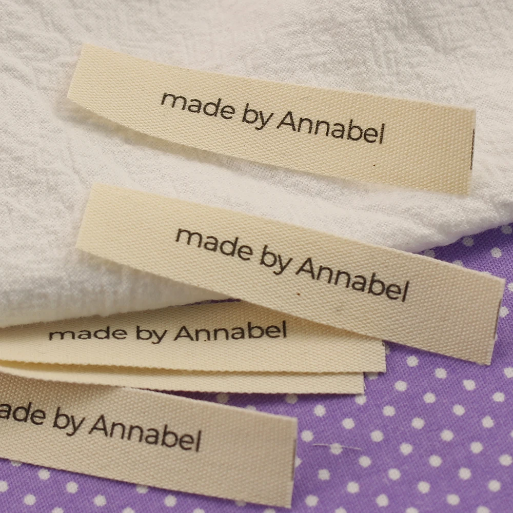 Personalized Brand Sewing Labels Cotton Tags Handmade White Fabric 12mm x 60mm MD5170 clothing labels