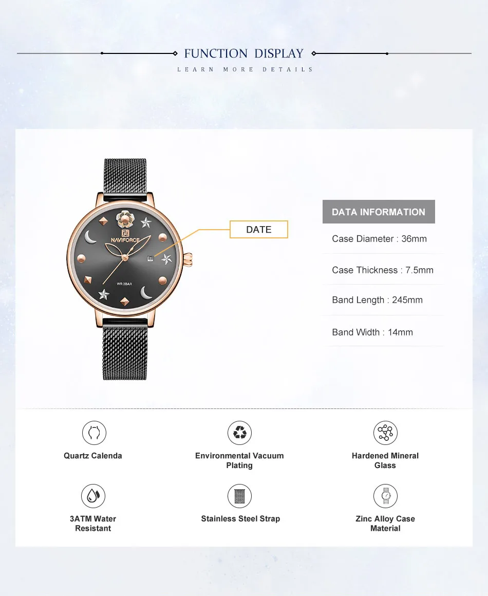 NAVIFORCE Top Brand Luxury Women's Watches Fashion Simple Stylish Stainless Steel Bracelet Ladies Watch Relogio Feminino Gifts (3)