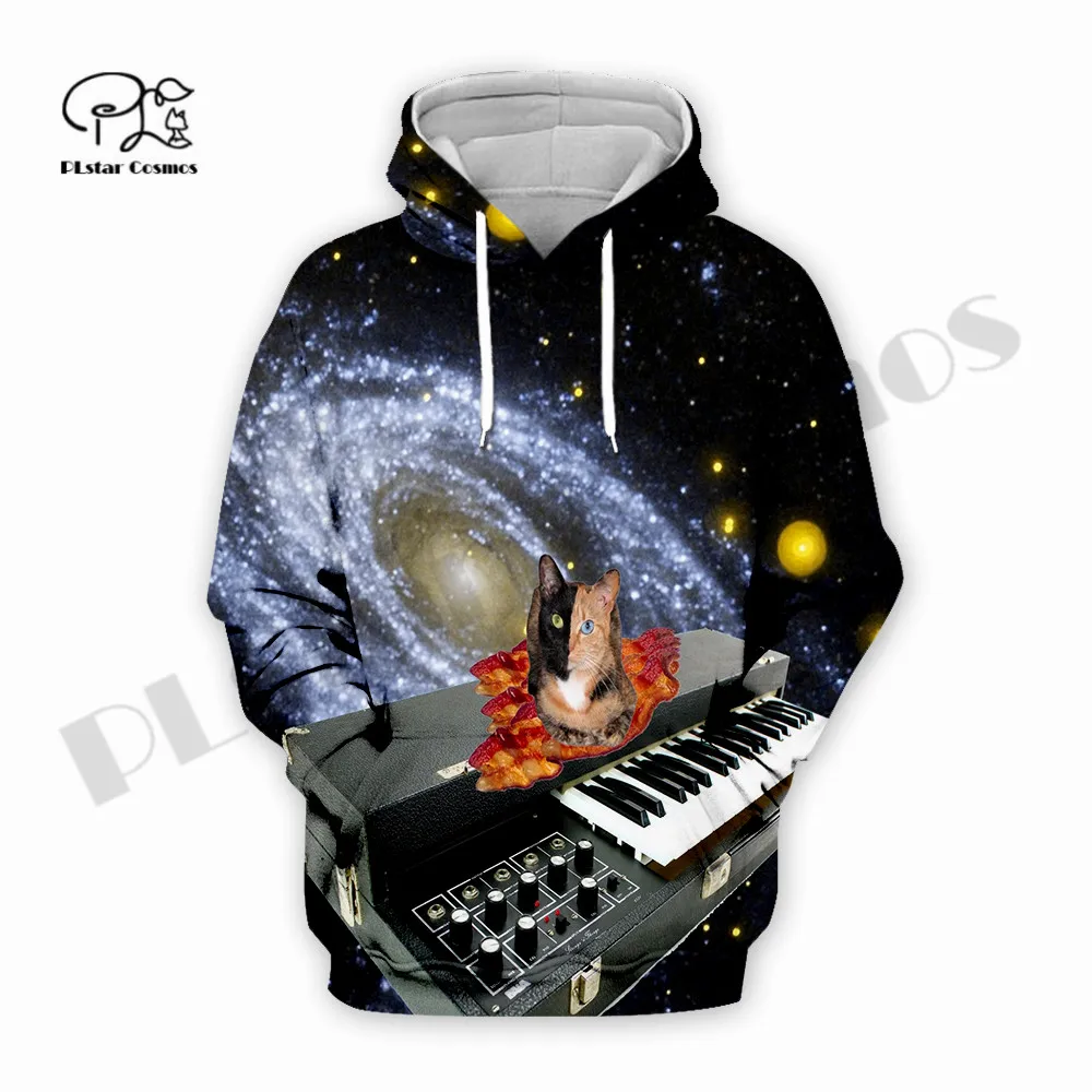 

PLstar Cosmos 3DPrinted Newest Funny Musical Cat Space Piano Hippie Unique Unisex Streetwear Harajuku Hoodies/Sweatshirt/Zip A-1