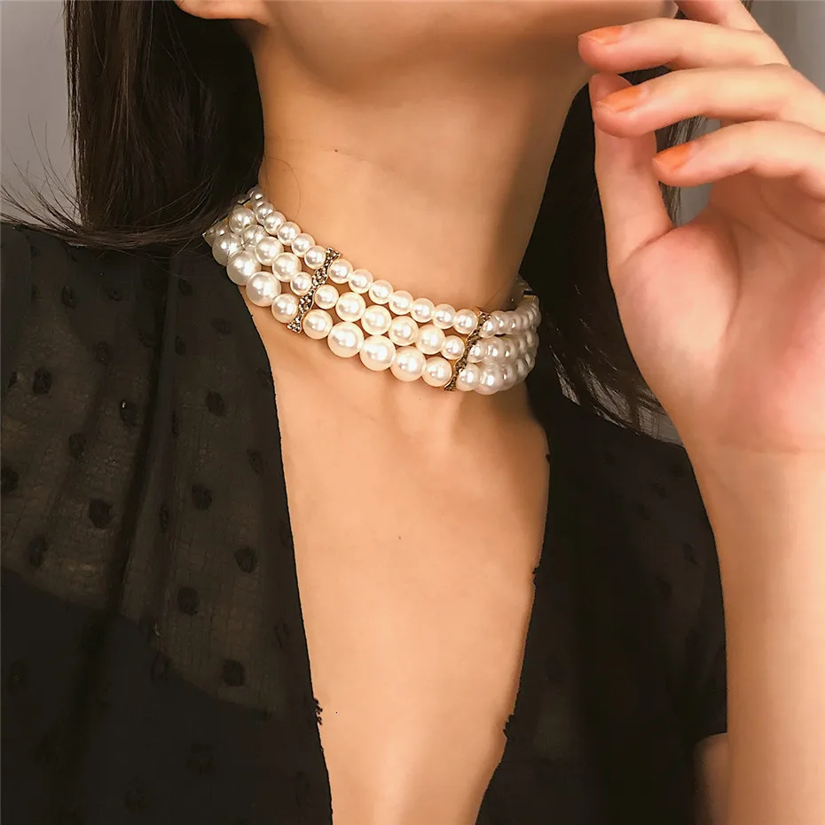 Lislesp Bohemian Simulated Pearl Necklace for Women Accessories Statement chokers