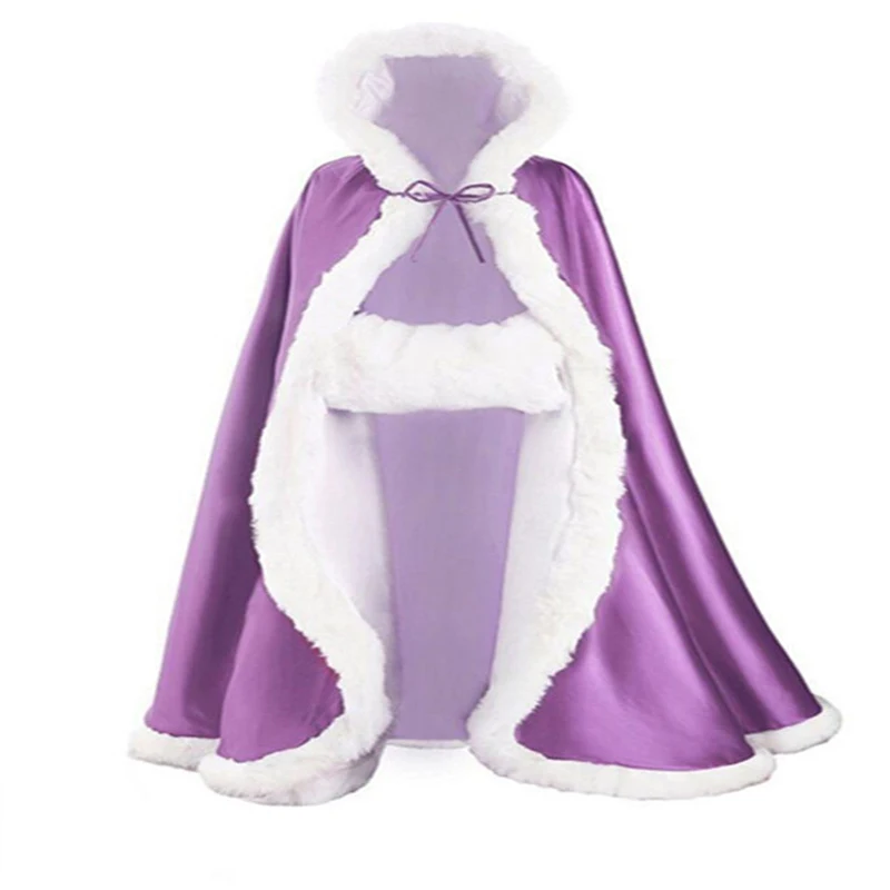 Light purple Faux Fur Winter Wedding Bridal Jacket Champagne Lady Coat Warm Outdoor Daily Elegant Party Cape Bridal wedding shawl coat - Цвет: Light purple