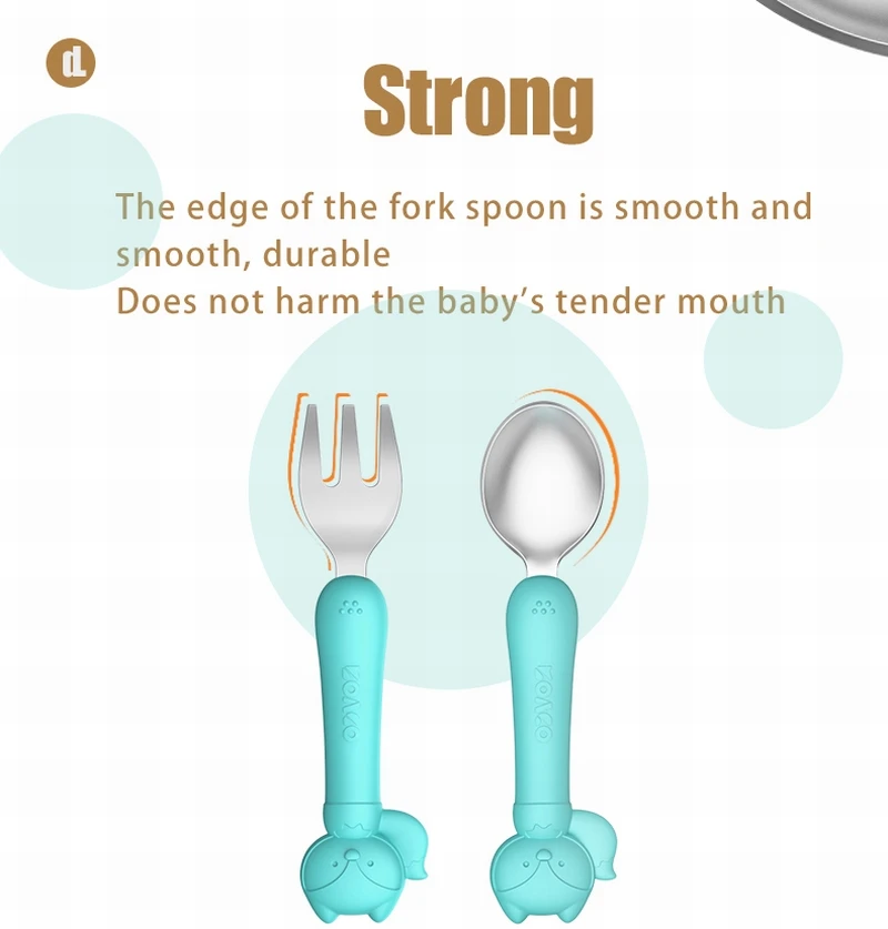 Talheres de Cozinha das Crianças Colher de Bebê Talheres para Crianças Colher de Alimentação de Aço Rikang Bebê Garfo Conjunto Material Alimentação Infantil Inoxidável 14 colher de bebê garfo conjunto bebê material