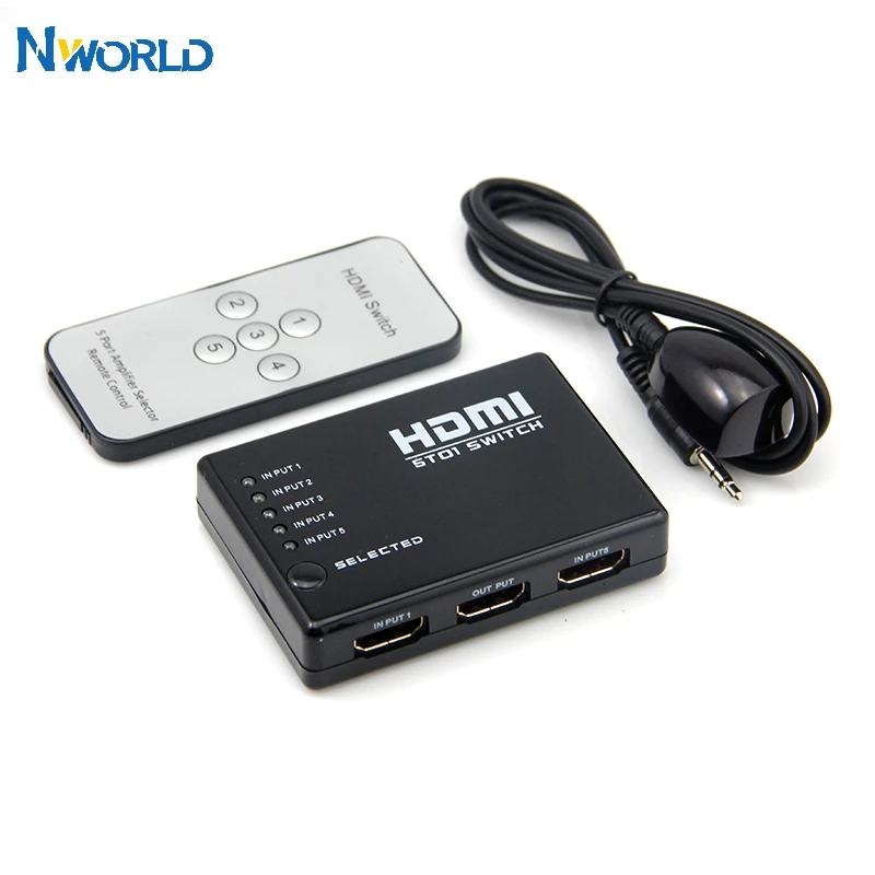 Разветвитель выхода 5 в 1 портов 1080P переключатель HDMI с ИК пультом дистанционного