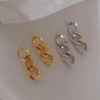 Euro-American Style Delicate Metal Chain Dangle Earrings 2021 New Temperamental Vigorous Girl Jewelry Women Party Gifts