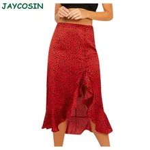 JAYCOSIN Женская одежда с высокой талией, тонкая плиссированная юбка с оборками, женские модные длинные юбки для дам с леопардовым принтом, Осень-зима 1106