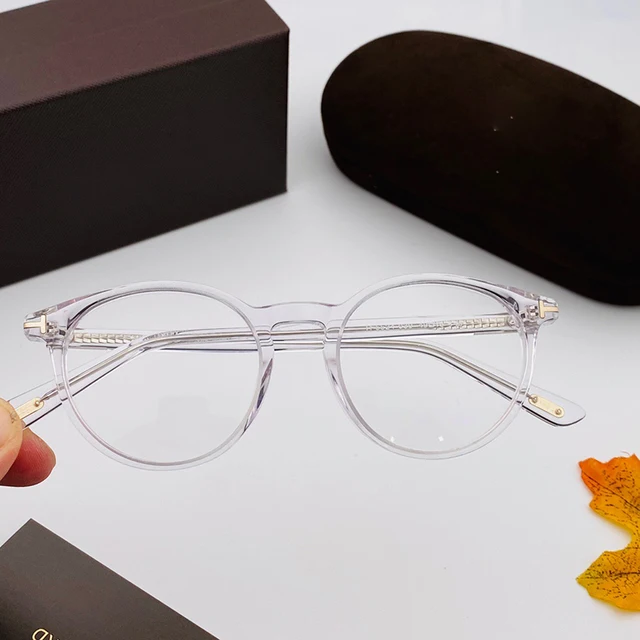 Tom for Optical Eyeglasses Frames Forde Fashion Round Acetate Women Men Reading Myopia Prescription TF5524 EyeGlasses With Case Transparent