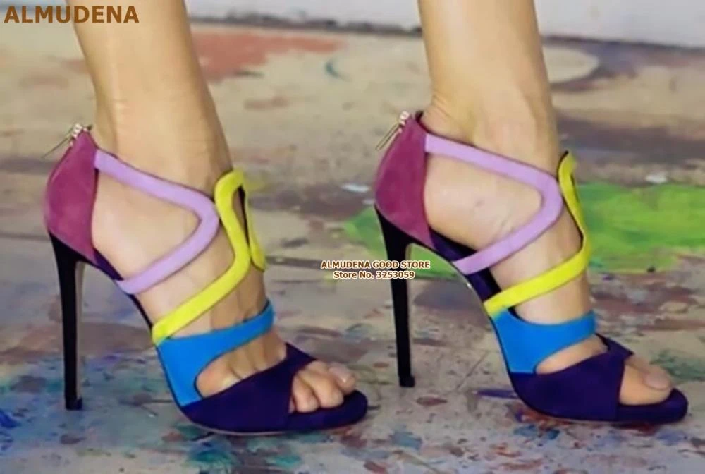 purple and yellow sandals