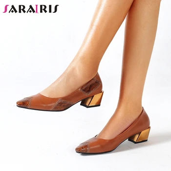 

SARAIRIS Retro Female Pointed Toe Mixed Color Pumps Spring Pumps Women Style Strange Slip On Shallow Handmade Shoes Woman