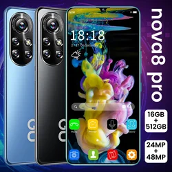 Phone nova8 pro Global Version Smartphone 16GB+512GB 6500mAh 6.8HD Inch Camera Cellphone 2280*3200 5G Android 10.0 Mobile Phones