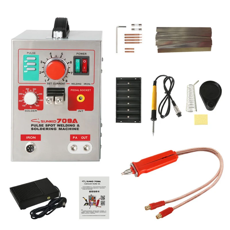 

SUNKKO 709A with 70B Spot Welder 1.9KW LED Light Pulse Battery Spot Welding Machine 2 Sets / Pcs Welding Precision Nickel Sheet