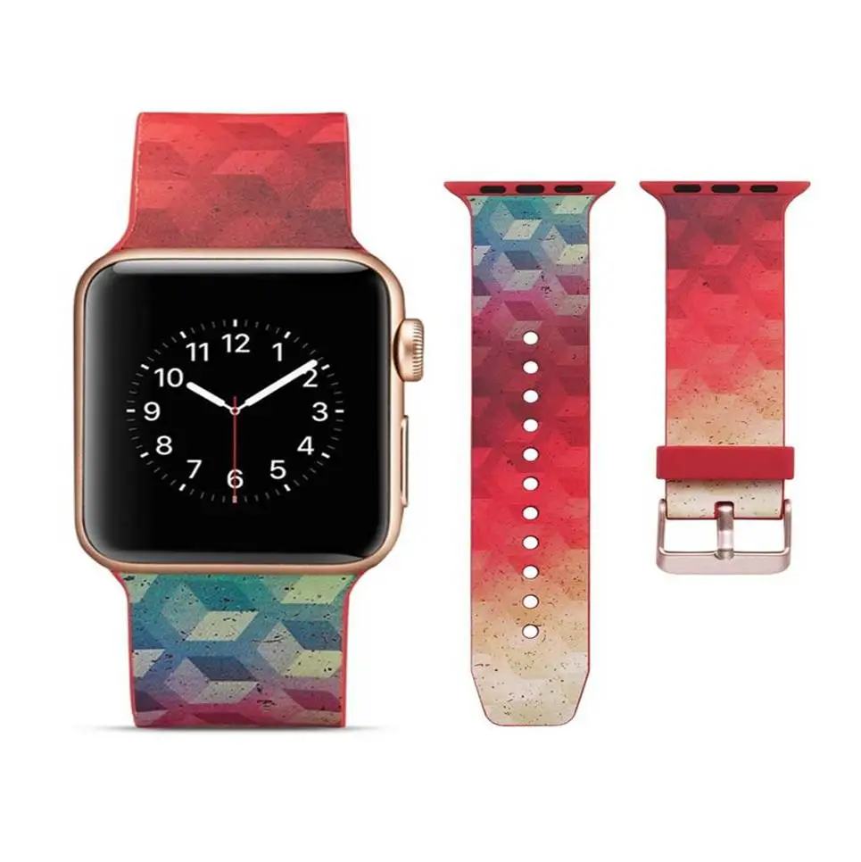 Apple watch Band Red Printing series Silicone Printed Replacement Strap Bracelet Wristband Watchbands For iwatch 1 2 3 4 | Наручные часы