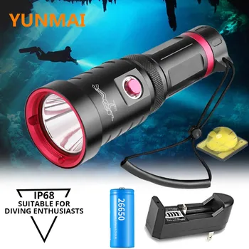 

LED Diving Flashlight Super Bright P70.3 Torch Professional IPX8 Dive Lamp 150M Underwater Lantern Waterproof 26650/18650 Light
