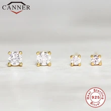 Мини 1 пара 2 мм/3 мм циркон золото серебро Цвет 925 пробы серебряные серьги-гвоздики для женщин круглые хрустальные шпильки модные ювелирные изделия