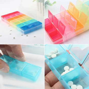 

2019 New 1PC 7 Day Pill Medicine Tablet Pillbox Dispenser Pill Box Container For Medicines Organizer Case With 21 Compartments