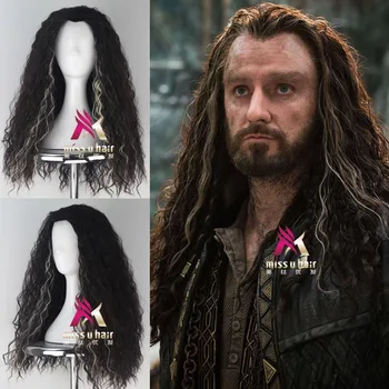 

new Movie The Hobbit Thorin Oakenshield Long Long Wavy wig role play Thorin hair The Lord of the Rings cosplay Costumes +wig cap